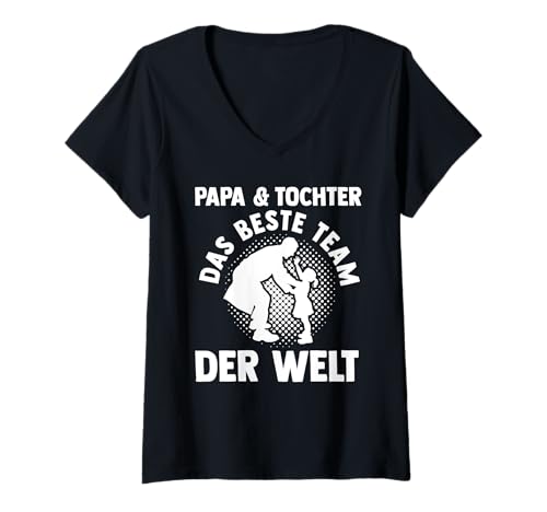 Damen Papa Vater Und Tochter T-Shirt mit V-Ausschnitt von Bester Papa der Welt Vatertag