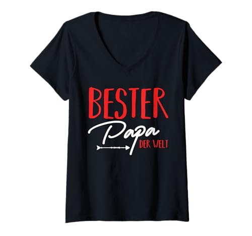Damen Vater Bester Papa T-Shirt mit V-Ausschnitt von Bester Papa der Welt Vatertag