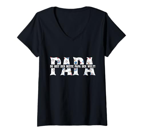 Damen Vater Bester Papa T-Shirt mit V-Ausschnitt von Bester Papa der Welt Vatertag