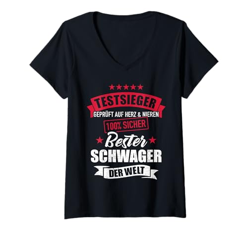 Damen Bester Schwager der Welt Testsieger lustiges Geschenk T-Shirt mit V-Ausschnitt von Bester Schwager lustiges Geschenk