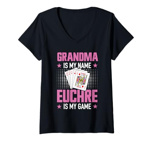 Damen Grandma is My Name Euchre is My Game Lustiges Kartenspiel T-Shirt mit V-Ausschnitt Damen Grandma is My Name Euchre is My Game Lustiges Kartenspiel T-Shirt mit V-Ausschnitt von Bestes Euchrespieler Überraschung Für Oma