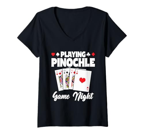 Damen Cooles Kartenspiel Design Männer Frauen Binokel Spieleabend T-Shirt mit V-Ausschnitt Damen Cooles Kartenspiel Design Männer Frauen Binokel Spieleabend T-Shirt mit V-Ausschnitt von Bestes Pinochle Spieler Tee