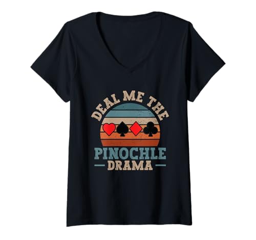 Damen Deal Me The Pinochle Drama Spruch Retro Binokel Kartenspiel T-Shirt mit V-Ausschnitt Damen Deal Me The Pinochle Drama Spruch Retro Binokel Kartenspiel T-Shirt mit V-Ausschnitt von Bestes Pinochlespieler Apparel
