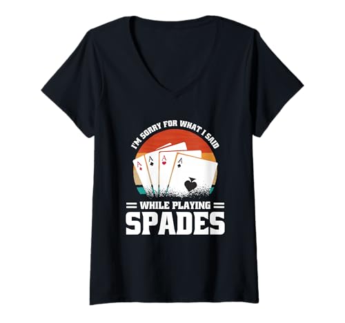 Damen Sorry was Ich Beim Spades Spielen Gesagt Habe T-Shirt mit V-Ausschnitt von Bestes Spades Design Für Männer Und Frauen