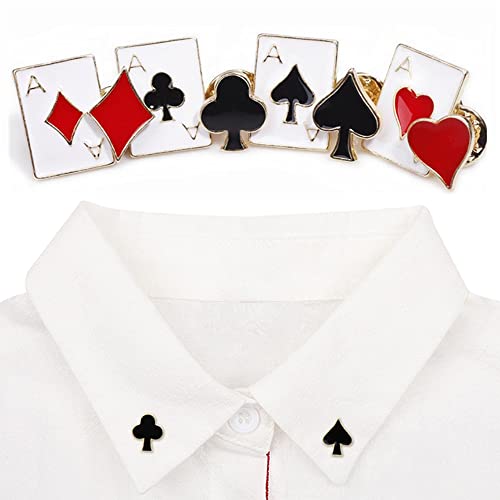 8 Stück Anzugbrosche für Herren, Brosche für Damenhemden, Brosche-Set, Kleid Brosche, Poker-Brosche, Schwarzer Spaten, Rotes Herz, Schwarze Beere, Rotes Quadrat Pins für Männer, Frauen, Tücher, Revers von Bestevery