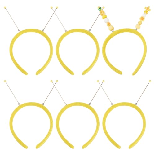 Bestewelry 5 Stück 210 x 120 x 14 mm Perlen Haarreifen Kunststoff Haarbänder Stoffkamm Stirnbänder für Frauen DIY Perlen Stirnband Party Tanzen Dekoration, Gelb von Bestewelry