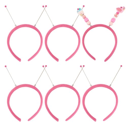Bestewelry 5 Stück 210 x 120 x 14 mm Perlen Haarreifen Kunststoff Haarbänder Stoffkamm Stirnbänder für Frauen DIY Perlen Stirnband Party Tanzen Dekoration, Hot Pink von Bestewelry