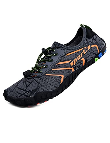 Bestgift Atmungsaktive Große Größe Watschuhe Fünf-Finger-Schuhe Sommer Strandschuhe für Damen und Herren Schnelltrocknend, Grau (1), 43.5 EU von Bestgift