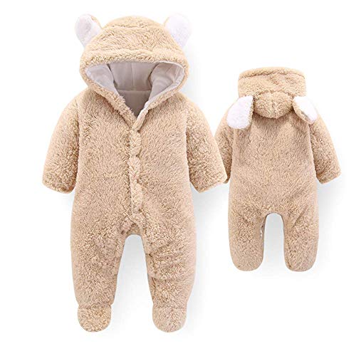 Bestgift Baby Cartoon Bär Schneeanzug Winter Mäntel Süßer Neugeborener Säugling Overall Gr. 0-3 Monate, camel von Bestgift