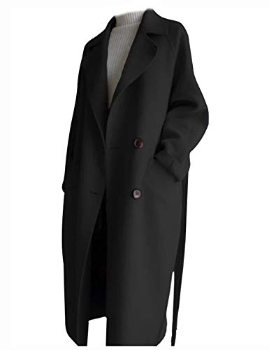 Bestgift Damen Freizeit Warm Weich Modische Winter Herbst Mantel Schwarz L von Bestgift