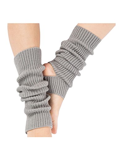 Bestgift Damen Mädchen Warme Stulpen Beinwärmer Stulpen Handstulpen Strick Warmers Socken Licht Grau Einheitsgröße von Bestgift