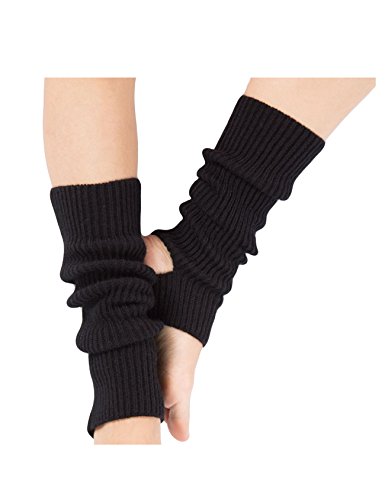 Bestgift Damen Mädchen Warme Stulpen Beinwärmer Stulpen Handstulpen Strick Warmers Socken Schwarz Einheitsgröße von Bestgift