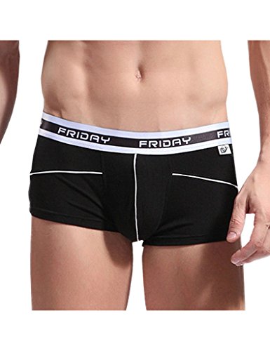 Bestgift Herren Boxershort Unterwäsche Unterhose Schlüpfer Low-Rise Boxershorts Tanga String Retroshorts Natürliche Bambusfaser Schwarz XL von Bestgift