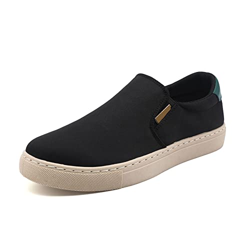 Bestgift Herren Canvas Slip-on Casual Sneaker, Schwarz , 44 EU von Bestgift