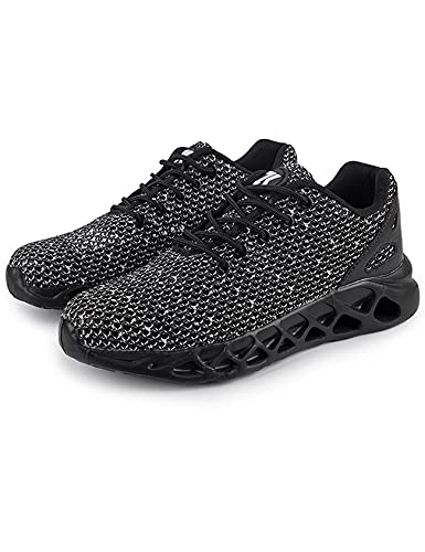 Bestgift Herren Schuhe Atmungsaktiv Mesh Freizeitschuhe Sport Reise Schuhe Bequem Joggingschuhe, Schwarz , 43 1/3 EU von Bestgift