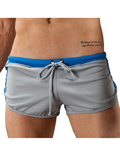 Bestgift Herren Sport Training Fitness Shorts Elastisch G-Cup Vintage Cargo Short Grau XL von Bestgift