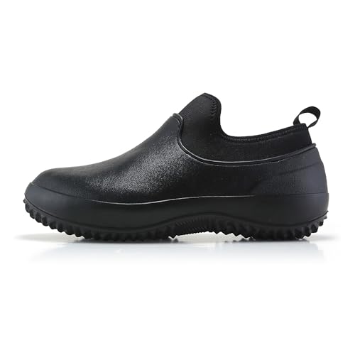 Bestgift Regenschuhe Herren und Damen Gastronomie Autowäsche Low-Top rutschfeste Arbeitsschuhe Kochschuhe, Schwarz , 37 1/3 EU von Bestgift