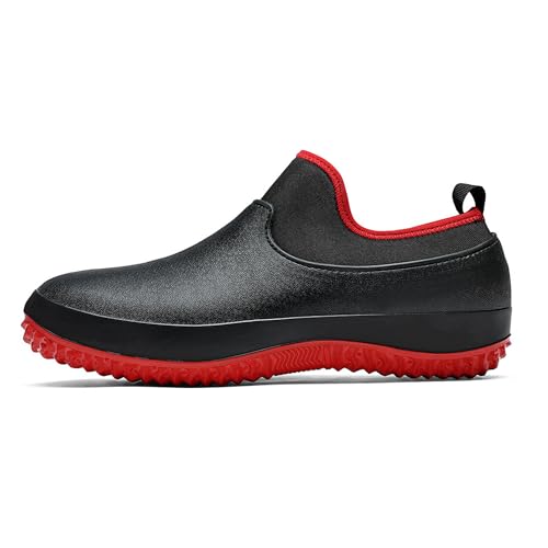 Bestgift Regenschuhe Herren und Damen Gastronomie Autowäsche Low-Top rutschfeste Arbeitsschuhe Kochschuhe, rot, 37 1/3 EU von Bestgift