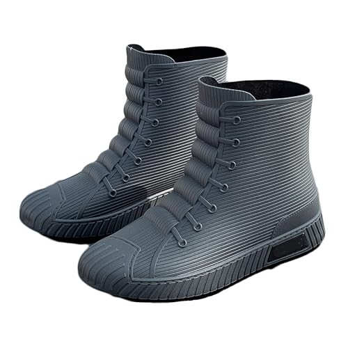 Bestgift Regenschuhe wasserdichte Schuhe gepolstert rutschfest verschleißfest Regenstiefel, grau, 37 1/3 EU von Bestgift