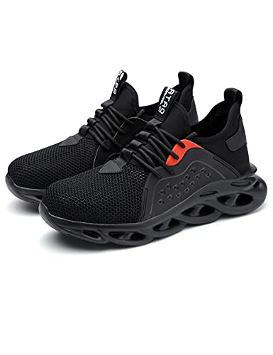 Bestgift Unisex Reflektierend Anti-Smash Druckbeständigkeit Verschleißschutz Arbeitsschuhe Sportschuhe Schuhe Schwarz Größe:42 EU von Bestgift