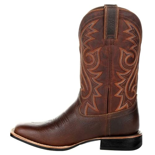 Bestgift Western-Cowboystiefel, groß, bestickt, Retro-Stil, für Damen und Herren, Größe L, Schwarz , 38 2/3 EU von Bestgift