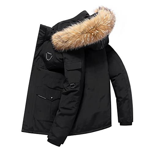 Bestgift White Goose Feather Jacket Herren Skijacke Wolle Gepolsterte Jacke, Schwarz , M von Bestgift