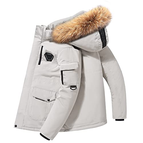 Bestgift White Goose Feather Jacket Herren Skijacke Wolle Gepolsterte Jacke, weiß, M von Bestgift