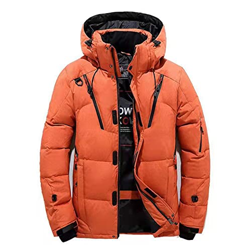 bestgift winter winddichte outdoor warme daunenjacke herren verdickende kurze daunenjacke herren jacke, Orange, XXL von Bestgift