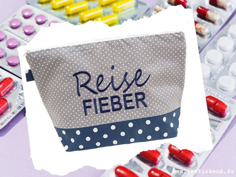 Bestickte Apotheke - Reiseapotheke //Marine Grau// Geschenk Notfalltasche Erste Hilfe First Aid Kit Notfall Reisefieber Medikamente | 085 von Bestickend
