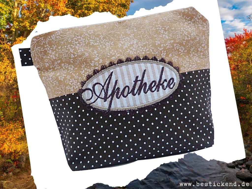 Bestickte Apotheke - Reiseapotheke //Rot Grün// Geschenk Notfalltasche Erste Hilfe First Aid Kit Notfall Reisefieber Medikamente | 041 von Bestickend