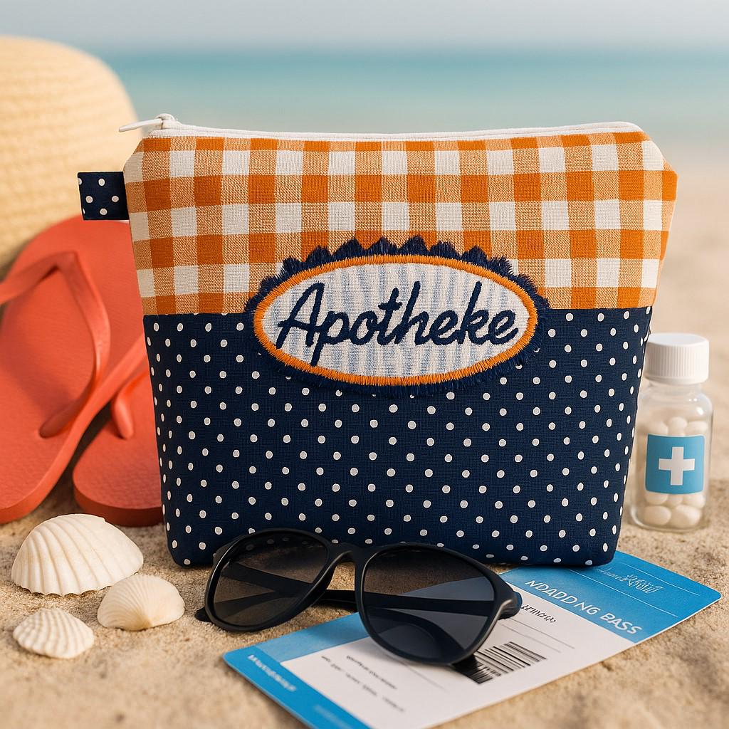 Bestickte Apotheke - Reiseapotheke | 056 Notfalltasche, Erste Hilfe, Medikamente, First Aid Kit, Pharmacy, Notfall, Reisefieber, Express von Bestickend