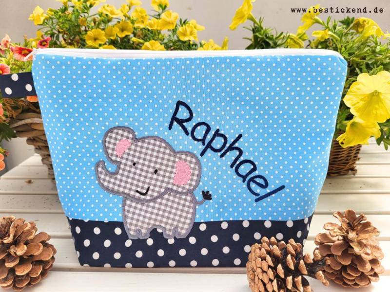 Bestickte Tasche Elefant + Name /Hellblau - Marine/ Wickeltasche Kulturbeutel Windeltasche Kulturtasche Waschtasche 20 Schriftarten Geschenk Bestickte Tasche Elefant + Name /Hellblau - Marine/ Wickeltasche Kulturbeutel Windeltasche Kulturtasche Waschtasche 20 Schriftarten Geschenk von Bestickend