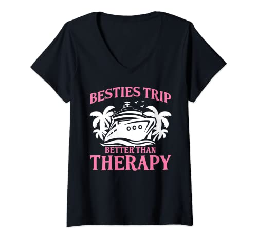 Damen Besties Trip Better Than Therapy Cruising Frauen Mädchen Kreuzfahrt T-Shirt mit V-Ausschnitt Damen Besties Trip Better Than Therapy Cruising Frauen Mädchen Kreuzfahrt T-Shirt mit V-Ausschnitt von Besties Trip Better Than Therapy Cruising Designs