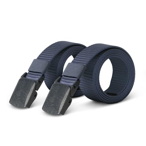 Bestlivings hemmy Canvas Unisex Stoffgürtel (2er Pack) 130cm x 3cm, Verstellbarer Arbeitsgürtel ohne Löcher - Kunststoffschnalle - Gürtel für Damen und Herren von Bestlivings
