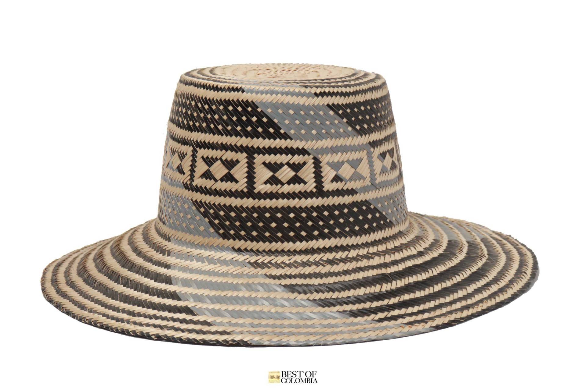 Männer Strohhut Schwarz & Grau 100% Handgewebte - Wayuu Hüte Alle Größen von BestofColombia
