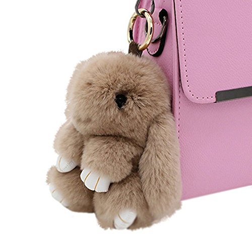 Schöne Kaninchen Anhänger Weiches Fluffiges Kaninchen Häschen Puppen Auto Keychain Charme Schlüsselring Handtaschen Anhänger Dekor Familien Freunde (Khaki, 13cm) von Bestowal