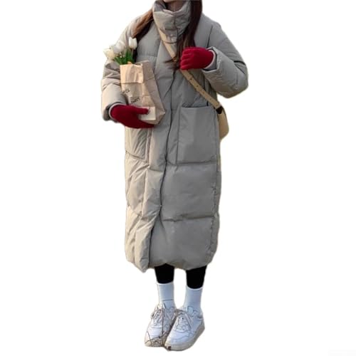 Besttoolifes Damen Übergroßer Wintermantel Knielang Verdickte Jacke Warme Winddichte Hoher Kragen Button Down Taschen Langarm Loose Fit Oberbekleidung (L Khaki) von Besttoolifes