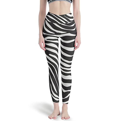 Bestwe Zebra Damen Yogahose Sporthose Lange High Waist Blinkdicht Sport Leggings Fitnesshose Laufhose Freizeithose Jogginghosen White L von Bestwe