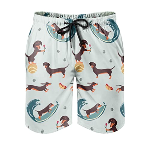 Dackel Hund Badehose Herren Jungen Badeshorts Männer Kurz Schnelltrockend Beachshorts Boardshorts Strandhose Schwimmhose Swimming Trunks Multicolor M von Bestwe
