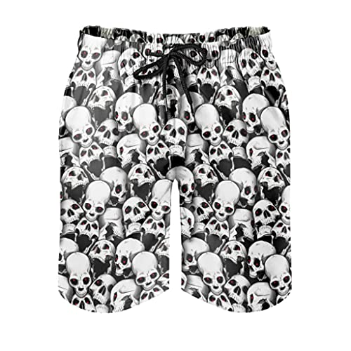 Totenkopf Horror Badeshorts für Männer Jungen Badehose für Herren Kurz Schnelltrockend Beachshorts Boardshorts Strandshorts Trainingshose Freizeithose White XXL von Bestwe