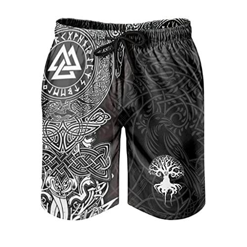 Wikinger Baum des Lebens Badehose Herren Badeshorts Kurz Schnelltrockend Beachshorts Boardshorts Strandhose Schwimmhose Swimming Trunks White M von Bestwe
