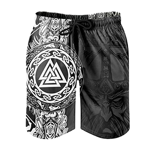 Wikinger Odin Runen Badehose für Herren Jungen Badeshorts Kurz Schnelltrockend Beachshorts Boardshorts Strandhose Schwimmhose Freizeithose White XL von Bestwe