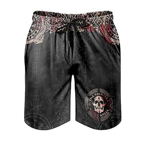 Wikinger Odin Totenkopf Badehose Herren Badeshorts Kurz Schnelltrockend Beachshorts Boardshorts Strandshorts Schwimmhose Freizeithose White L von Bestwe