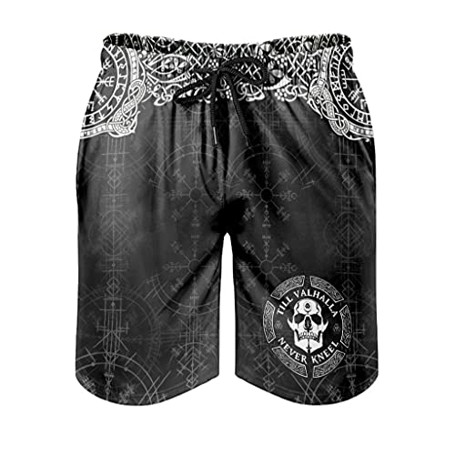 Wikinger Odin Totenkopf Badeshorts für Männer Jungen Badehose für Herren Kurz Schnelltrockend Beachshorts Boardshorts Strandshorts Trainingshose Freizeitshorts White XL von Bestwe