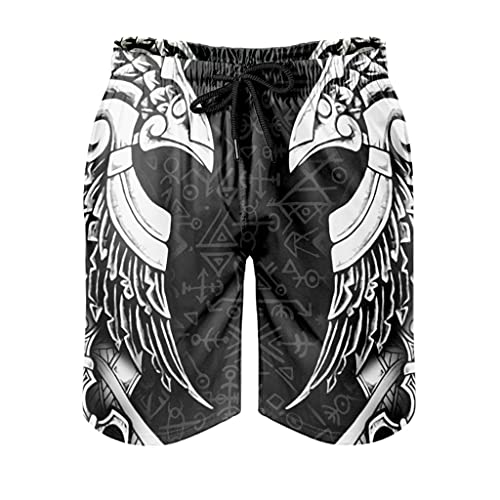 Wikinger Rabe Runen Badehose Herren Badeshorts für Männer Jungen Kurz Schnelltrockend Beachshorts Boardshorts Strandhose Schwimmhose Swimming Trunks White 4XL Wikinger Rabe Runen Badehose Herren Badeshorts für Männer Jungen Kurz Schnelltrockend Beachshorts Boardshorts Strandhose Schwimmhose Swimming Trunks White 4XL von Bestwe