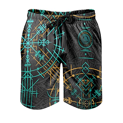 Wikinger Runen Badehose Herren Badeshorts für Männer Jungen Kurz Schnelltrockend Beachshorts Boardshorts Strandhose Trainingshose Freizeithose White M von Bestwe