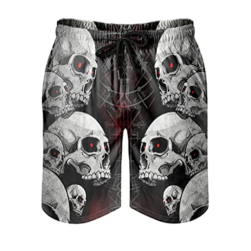 Wikinger Runen Totenkopf Herren Badehose Badeshorts Kurz Schnelltrockend Beachshorts Boardshorts Strandhose Trainingshose Freizeitshorts White 5XL von Bestwe