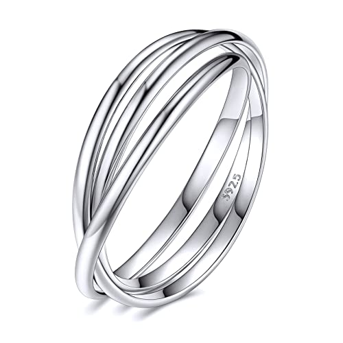 Bestyle 3er Ring 925 Sterling Silber Wickelring Damen Rolling Rings Dreierringe Fingerring Ehering Verlobungsring Verschlungene Ringe #10 von Bestyle