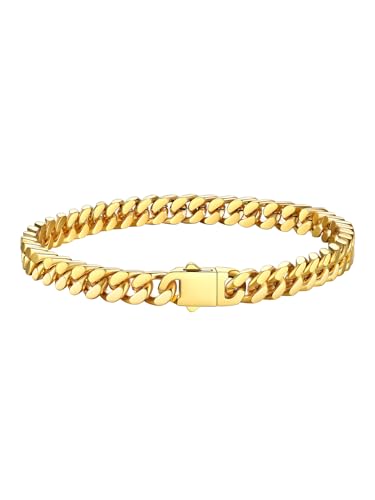 Bestyle 5mm Panzerkette Armband Herren Gold Cuban Armbänder Edelstahl breits massives kubanisches Armkette Hip Hop Bracelet 21cm lang Geschenk für Männer Jungen Damen Bestyle 5mm Panzerkette Armband Herren Gold Cuban Armbänder Edelstahl breits massives kubanisches Armkette Hip Hop Bracelet 21cm lang Geschenk für Männer Jungen Damen von Bestyle
