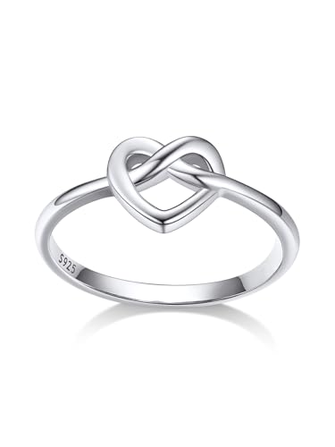 Bestyle Infinity Herz Ring Silber 925 Eheringe Freundschaftsringe für Damen Frauen Freundin Mädchen Schwester Mutter Geburtstag Geschenke, Weißgold, Ringgröße 60 von Bestyle